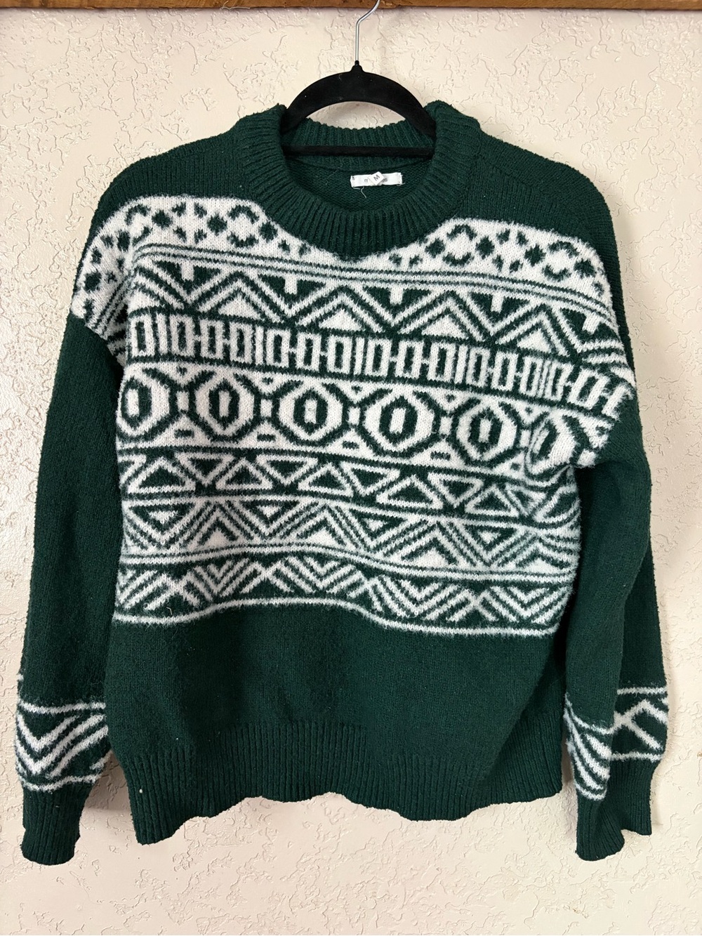 Maurices Green Fair Isle Nordic Mock Neck Sweater